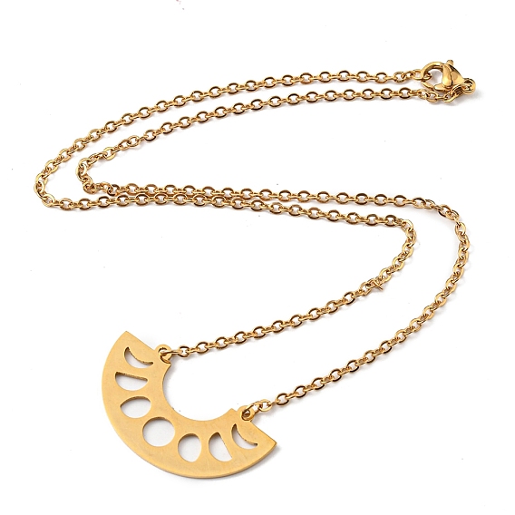 201 Ожерелье с подвеской в виде фаз луны из нержавеющей стали и тросовыми цепочками