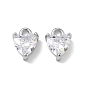 Breloques en laiton zircon cubique transparent, charmes de coeur, charmes de pierre unique