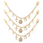 3Pcs Alloy Key Bowknot & Brass Micro Pave Cubic Zirconia Heart Pendant 304 Stainless Steel Bag Decorative Chains