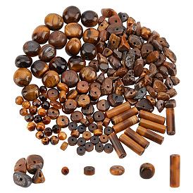 Natural Tiger Eye Beads, Column, Round, Nuggets & Chip