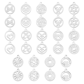 28 piezas 14 estilo 304 dijes de acero inoxidable, Corte con laser, formas mixtas