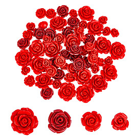 45шт 3 стили бусины киновари, роза, с 15шт. синтетических коралловых бусин