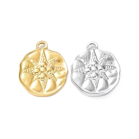 304 подвески из нержавеющей стали, плоский круглый с шармом в виде звезды