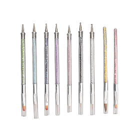 9 щетка для ногтей, пластиковая двусторонняя ручка для нанесения точек на ногти, набор инструментов для рисования