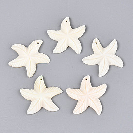 Pendentifs sculptés en coquille d'eau douce naturelle, charmes d'étoiles de mer