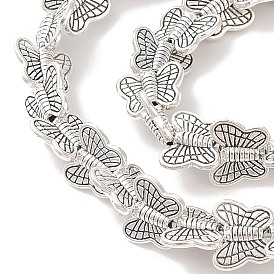 Tibetan Style Butterfly Alloy Bead Strands, Lead Free & Cadmium Free, 9x10.5x3mm, Hole: 2mm, about 30pcs/strand, 8 inch