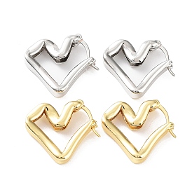 Heart Rack Plating Brass Hoop Earrings for Women, Long-Lasting Plated, Lead Free & Cadmium Free