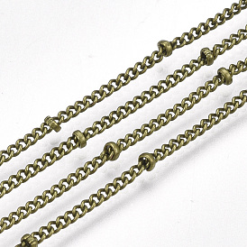 Brass Curb Chains, Satellite Chains, with Spool, Soldered