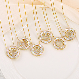 Кольцо из латуни с прозрачными кубическими цирконами и подвеской в виде буквы, цепочка-коробка, золотые