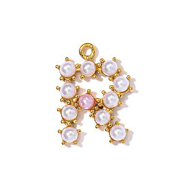 304 подвески из нержавеющей стали, с абс пластмассовой имитационной жемчужиной, ионное покрытие (ip), реальный 18 k позолоченный, зеркальная полировка