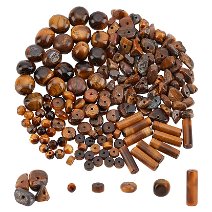 Natural Tiger Eye Beads, Column, Round, Nuggets & Chip