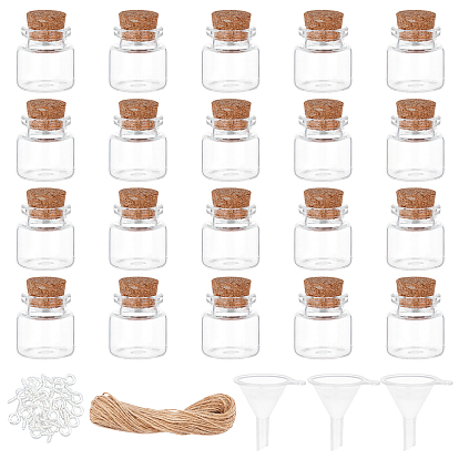 Glas Glasflaschen Wulst Behälter, mit Eisenschraube Augenstift Stiftbügel, Juteschnur, Trichter aus Kunststoff