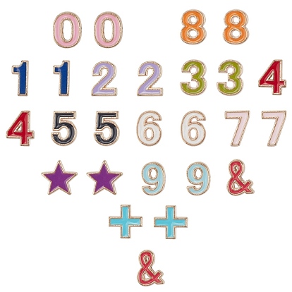 Alloy Enamel Beads, Number, Cadmium Free & Lead Free, Mixed Shapes, Light Gold
