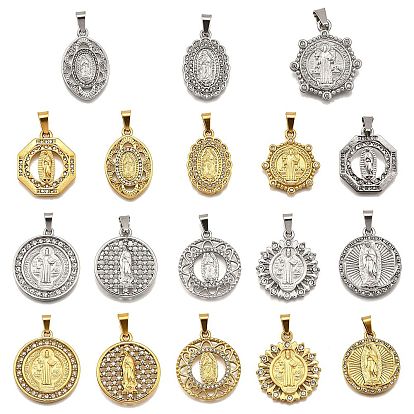 304 подвески из нержавеющей стали, со стразами, религиозная тема, вакуумные покрытия