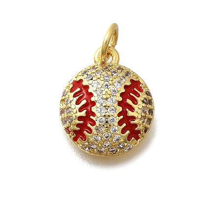 Латунные микро проложить кубического циркония подвески, с эмалью, с подвесками-кольцами, без свинца и без кадмия, реальный 18 k позолоченный, круглые