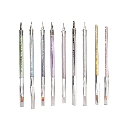 9 щетка для ногтей, пластиковая двусторонняя ручка для нанесения точек на ногти, набор инструментов для рисования