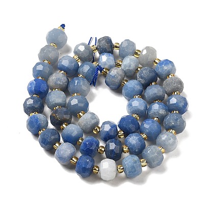 Natural Blue Aventurine Beads Strands, with Seed Beads, Faceted Rondelle