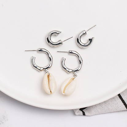 Geometric Seashell Earrings - Fashionable Shell Ear Drops for Women