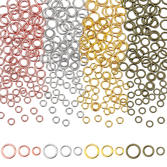 440Pcs 3 Colors Alloy Soldered Closed Jump Rings, Round