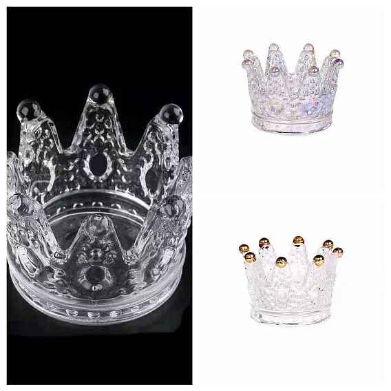 Embossed Glass Candle Holders, for Home Decorations, Crown