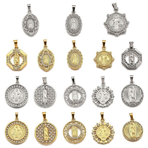 304 подвески из нержавеющей стали, со стразами, религиозная тема, вакуумные покрытия