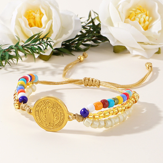 Браслеты из бисера и бусин из богемского стекла, регулируемые латунные браслеты-подвески