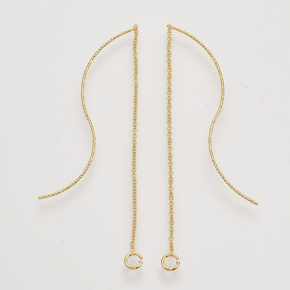 Hallazgos de aretes de cadena de latón, con bucle, hilos de oreja, sin níquel