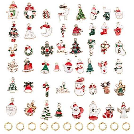 Noël alliage thème pendentifs émail, sans cadmium et sans plomb, formes mixtes, or et de lumière