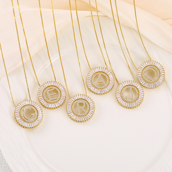 Кольцо из латуни с прозрачными кубическими цирконами и подвеской в виде буквы, цепочка-коробка, золотые