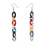 Acrylic Cable Chain Dangle Earrings, with Golden Plated Brass Earring Hooks, Oval