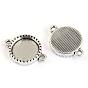 Tibetan Style Alloy Link Cabochon Settings, Cadmium Free & Lead Free, Flat Round