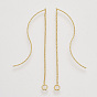 Hallazgos de aretes de cadena de latón, con bucle, hilos de oreja, sin níquel