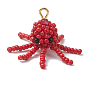 Подвески в виде осьминога из стеклянных бусин, с золотыми железными петлями