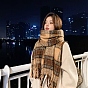 Women's Long Tartan Polyester Imitation Cashmere Tassels Scarf, Winter/Fall Warm Large Soft Tartan Shawls Wraps