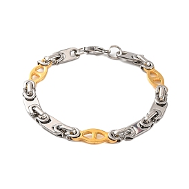 304 Stainless Steel Horse Eye Link Chain Bracelets, with 201 Stainless Steeel Findings