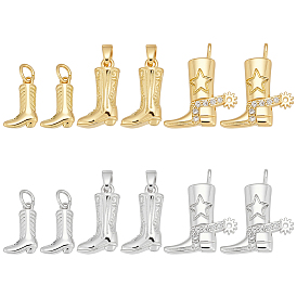 12 шт 6 стили латунные подвески из микропаве с фианитом, очаровательный ботинок
