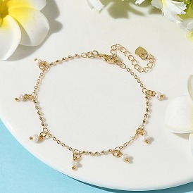 Браслеты с подвесками из натурального культивированного пресноводного жемчуга, браслеты из латунных цепочек с круглыми бусинами для женщин