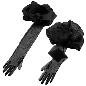 Guantes largos de malla con dedos completos, Para disfraces de cosplay