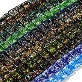 Handmade Dichroic Foil Glass Beads Strands, Square