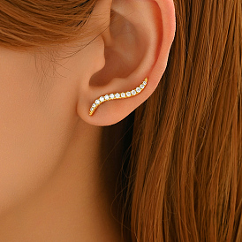 Elegant S925 Sterling Silver Clear Cubic Zirconia Stick Stud Earrings