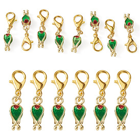 10 Décorations pendentif tulipe en alliage émaillé (pièces), avec fermoir pince de homard, or