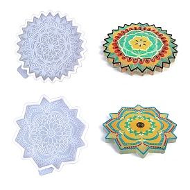 Mandala Flower Cup Mat Silicone Molds, Resin Casting Coaster Molds, For UV Resin, Epoxy Resin Craft