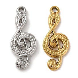 Ion Plating(IP) 304 Stainless Steel Pendants, Musical Note Charm