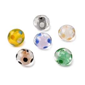 Handmade Lampwork Beads, Rondelle with Polka Dot