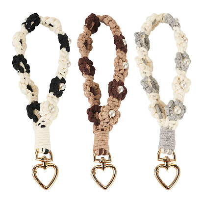 3 шт. хлопковые плетеные подвесные украшения в виде цветов, с сплава сердца застежками