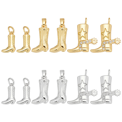 12 шт 6 стили латунные подвески из микропаве с фианитом, очаровательный ботинок
