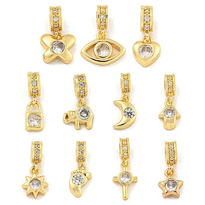 Латунные микропаве прозрачные подвески с фианитом, реальный 18 k позолоченный
