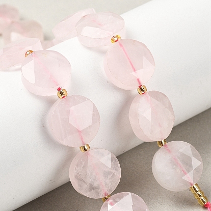 Природного розового кварца нитей бисера, граненый шестиугольный разрез, плоско-круглые, с бисером