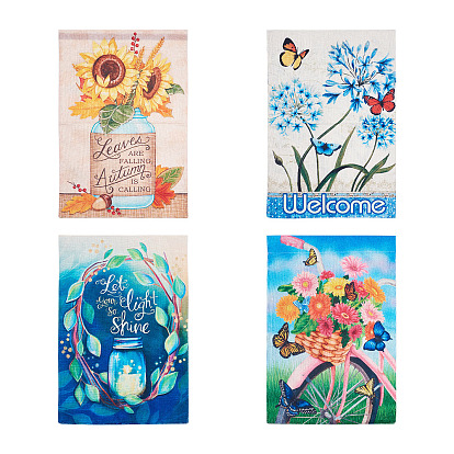 4шт 4 стиль льняной вертикальный двухсторонний садовый флаг, со словом, для дома открытый двор декоративный