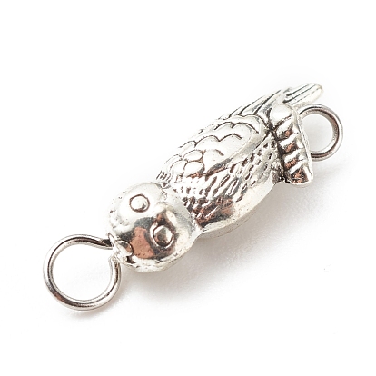 Tibetan Style Alloy Connector Charms, with 304 Stainless Steel, Owl